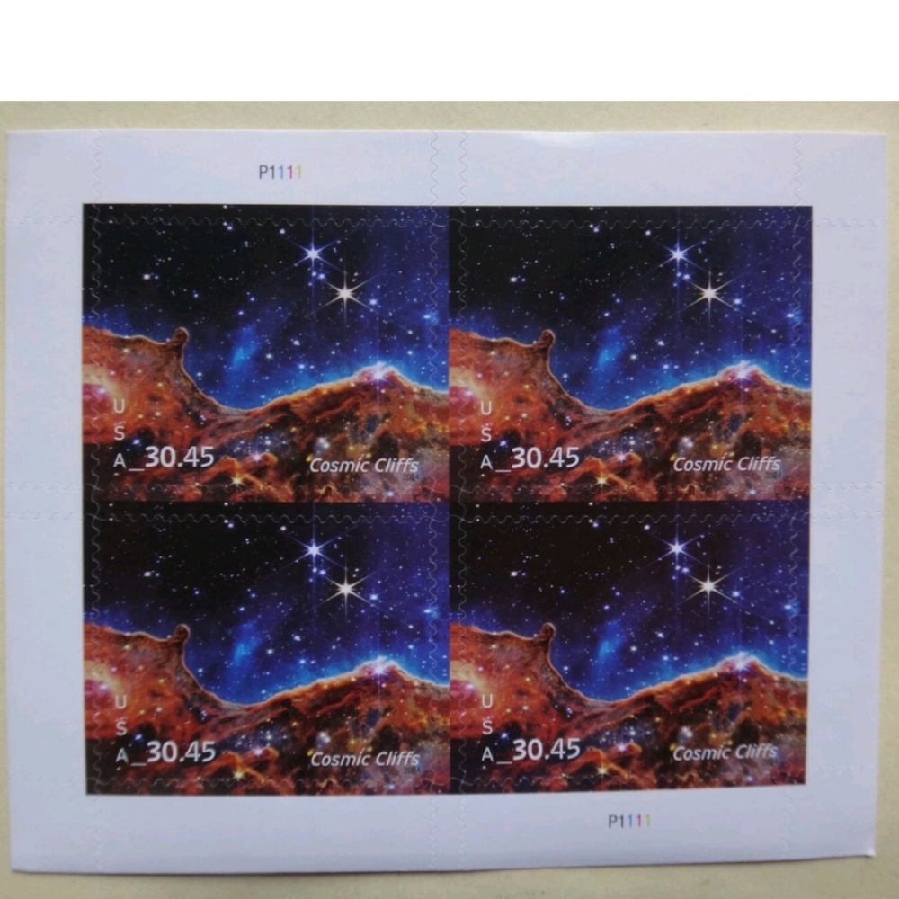 4 USPS 2023 $30.45 Cosmic Cliffs Priority Mail Express Postage Stamps‎